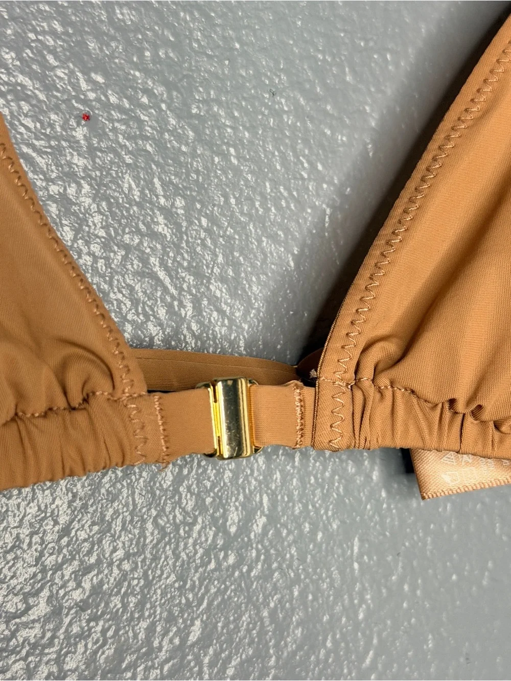SKIMS Tan Triangle Swim Top with Gold Hardware Size XXS